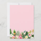 Tropisch Floral Gold Lijst Flamingo Summer Weddens Kaart (Achterkant)