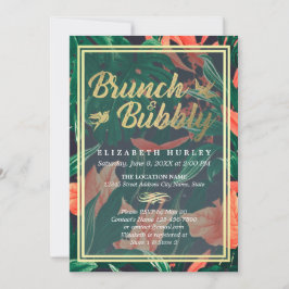 Tropisch Floral Gold Lijst Hawaïaans Vrijgezellenf Kaart