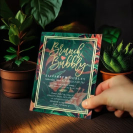 Tropisch Floral Gold Lijst Hawaïaans Vrijgezellenf Kaart