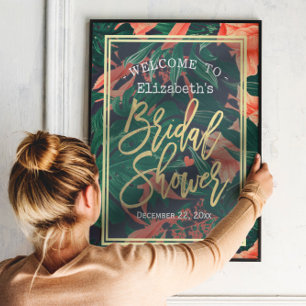 Tropisch Floral Gold Lijst Vrijgezellenfeest Welko Poster