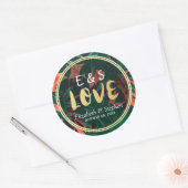 Tropisch Floral Gold Lijst Weddenschap Hartelijk d Ronde Sticker (Envelop)