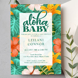 Tropisch Floral Hawaiian Aloha Baby shower Kaart