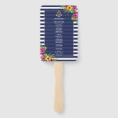 Tropisch Floral Hawaiian Navy Blue Stripes Program Handwaaier (Achterkant)