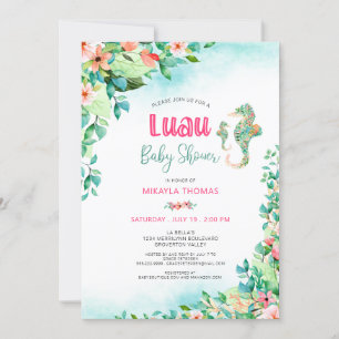 Tropisch Floral Luau Baby shower Seahorse Kaart