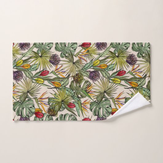 Tropisch Floral Pattern Bad Handdoek (Handdoek)