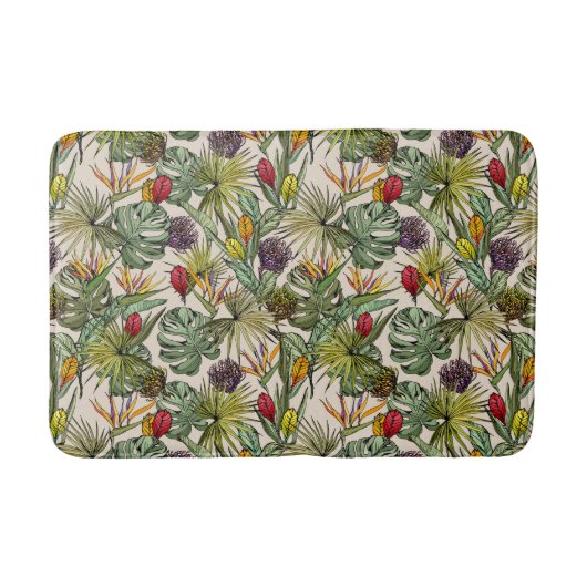 Tropisch Floral Pattern Badmat (Voorkant)