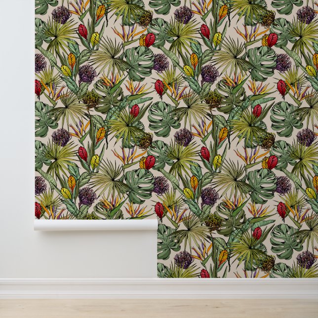 Tropisch Floral Pattern Behang (Applicatie)