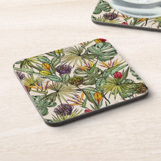 Tropisch Floral Pattern Bier Onderzetter (Linkerzijde)