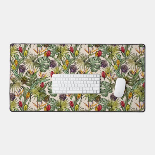 Tropisch Floral Pattern Bureaumat (Keyboard & Muis)