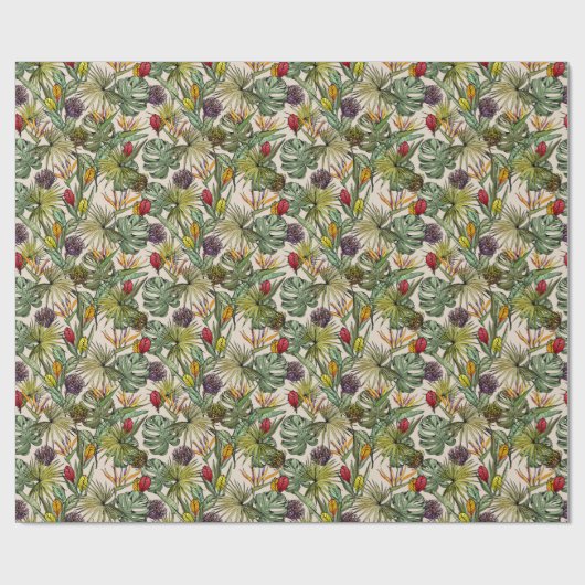 Tropisch Floral Pattern Cadeaupapier (Vlak)