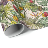 Tropisch Floral Pattern Cadeaupapier (Rol Hoek)