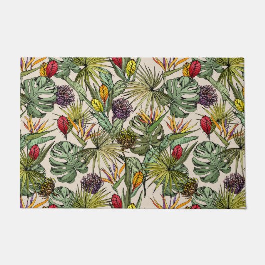 Tropisch Floral Pattern Deurmat (Voorkant)