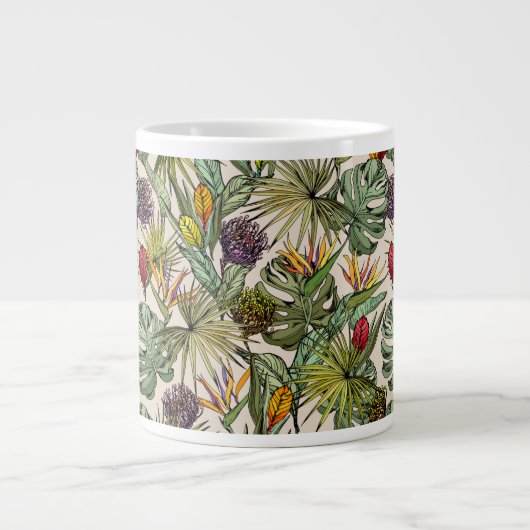 Tropisch Floral Pattern Grote Koffiekop (Voorkant)