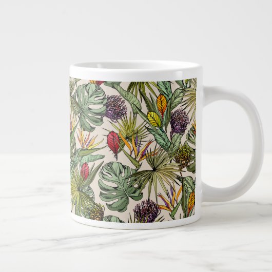 Tropisch Floral Pattern Grote Koffiekop (Rechts)