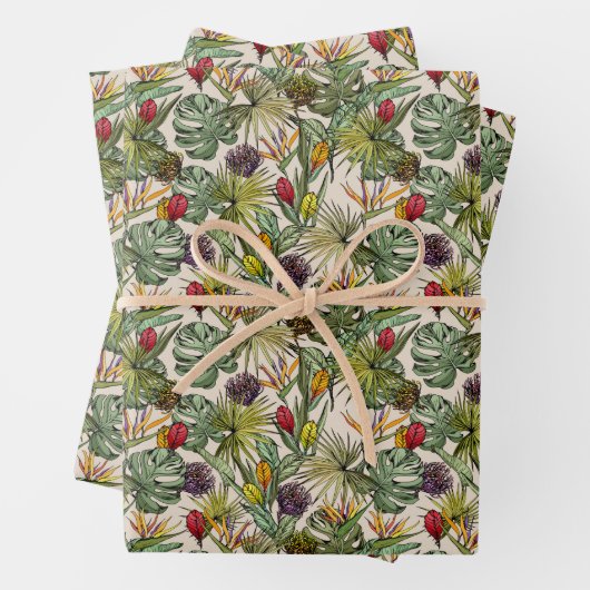 Tropisch Floral Pattern Inpakpapier Vel (In situ)