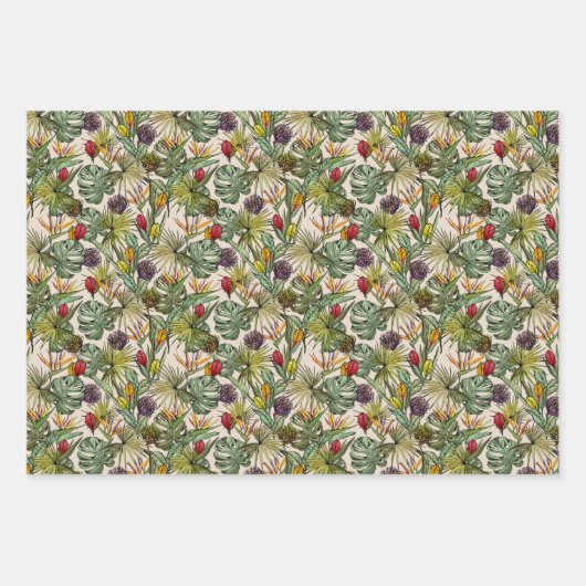 Tropisch Floral Pattern Inpakpapier Vel (Voorkant)