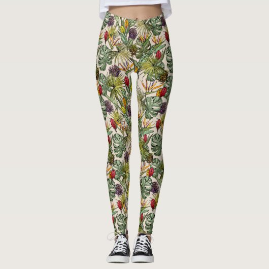 Tropisch Floral Pattern Leggings (Voorkant)