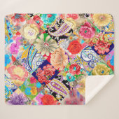 Tropisch Floral Pattern Sherpa Deken (Voorkant (horizontaal))