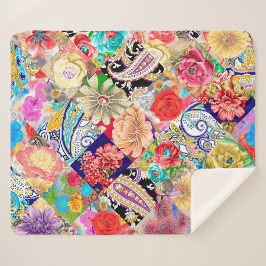 Tropisch Floral Pattern Sherpa Deken (Voorkant (horizontaal))