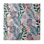 Tropisch Floral Pattern Tegeltje (Voorkant)
