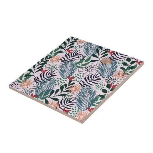 Tropisch Floral Pattern Tegeltje (Zijkant)