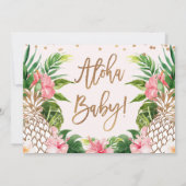 Tropisch Floral Pineappel Aloha Baby Baby shower Kaart (Achterkant)