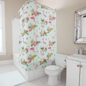 Tropisch Floral roze flamingos Showgordijn Douchegordijn (In situ)