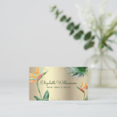 Tropisch Floral Script Gold Foil Hair Beauty Salon Visitekaartje (Staand voorkant)