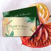 Tropisch Floral Script Gold Foil Hair Beauty Salon Visitekaartje