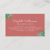 Tropisch Floral Script Gold op Black Beauty Salon Visitekaartje (Achterkant)