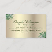 Tropisch Floral Script Gold White Beauty Salon Visitekaartje (Achterkant)
