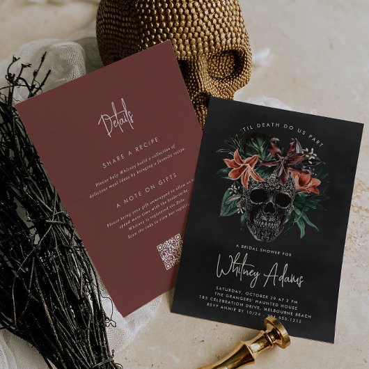 Tropisch Floral Skull Halloween Vrijgezellenfeest Kaart