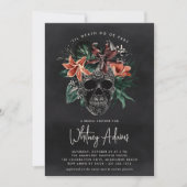 Tropisch Floral Skull Halloween Vrijgezellenfeest Kaart (Voorkant)