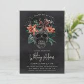 Tropisch Floral Skull Halloween Vrijgezellenfeest Kaart (Staand voorkant)
