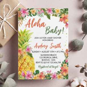 Tropisch Floral Summer Aloha Baby shower Kaart