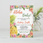 Tropisch Floral Summer Aloha Baby shower Kaart (Staand voorkant)