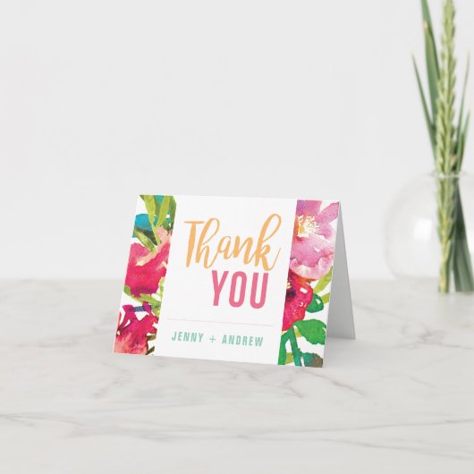 Tropisch Floral Vrijgezellenfeest Hartelijk dank Bedankkaart (Voorkant)