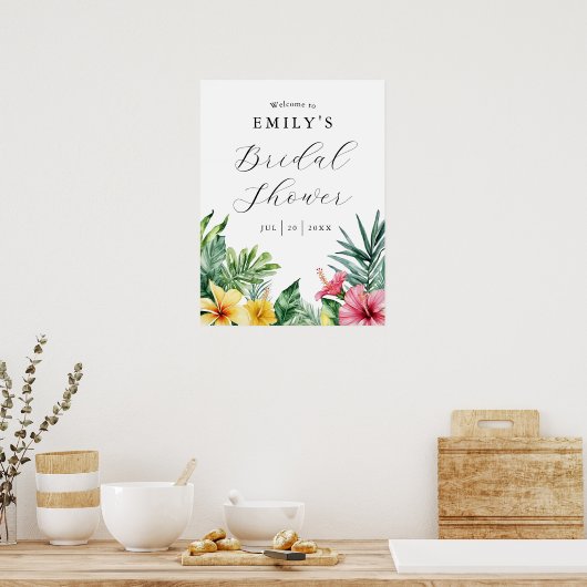 Tropisch Floral Vrijgezellenfeest Welkomstteken Poster (Keuken)