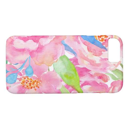 Tropisch Floral Waterverf iPhone Hoesje Hoesje (Achterkant (Horizontaal))