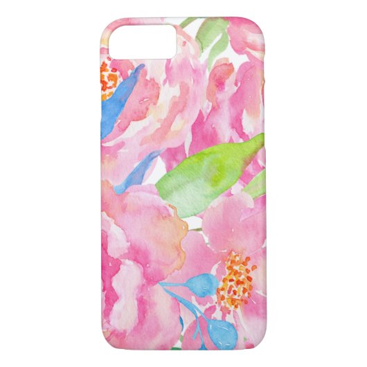 Tropisch Floral Waterverf iPhone Hoesje Hoesje (Achterkant)
