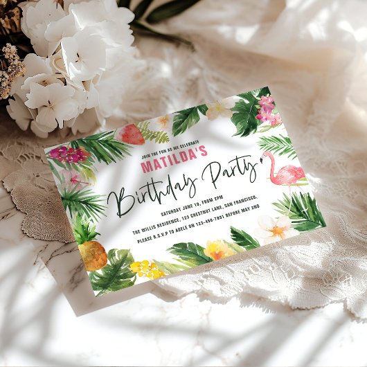 tropisch floreel roze geel flamingo stijlvol