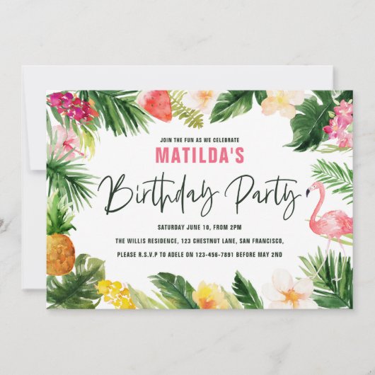 tropisch floreel roze geel flamingo stijlvol (Voorkant)