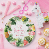tropisch floreel roze geel flamingo stijlvol papieren bordje (Feest)