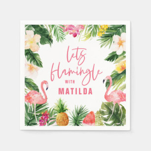 tropisch floreel roze geel flamingo stijlvol servet