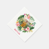 tropisch floreel roze geel flamingo stijlvol servet (Hoek)