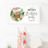 tropisch floreel roze geel flamingo stijlvol spandoek (Insitu)