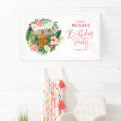 tropisch floreel roze geel flamingo stijlvol spandoek (Insitu)