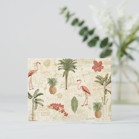 Tropisch Floridian Pattern Briefkaart (Staand voorkant)