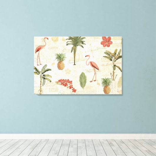 Tropisch Floridian Pattern Canvas Afdruk (Insitu (Houten vloer))