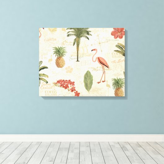 Tropisch Floridian Pattern Canvas Afdruk (Insitu (Houten vloer))